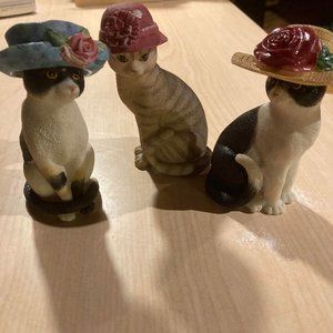 Island Creek Cats With Hats figurines missy rose and  a third 3 piece set